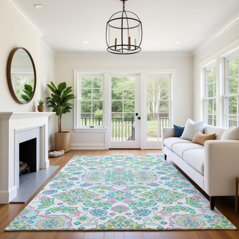 Premium Machine Washable Crestover AMF1853 Global Rug, Rectangle 9' x 12'