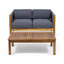 Ensemble de causeuse et de table basse pour le patio, ensemble de meubles de patio avec coussin, ensemble de conversation avec cadre en bois d'acacia pour le jardin, la cour, le porche et la piscine, style minimaliste
