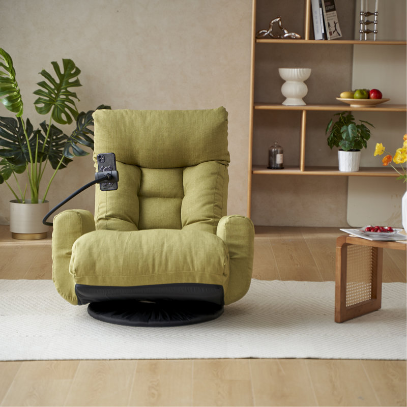 Ergonomic Adjustable Chair with 360 Degree Rotation and Built-in Phone Holder for Ultimate Comfort, Green