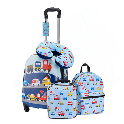 Ensemble de bagage pour enfants, 5 pièces, valise à roulettes rigides 18 pouces avec sac à dos et coussin en forme de U, ensemble de bagage de cabine pour enfant, cadeau d'anniversaire des Filles pour les garçons, approuvé par la compagnie aérienne
