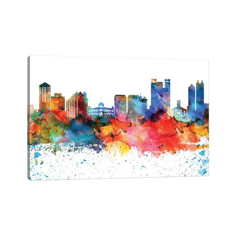 Honolulu Skyline - Wrapped Canvas Painting, 66.04 cm H x 45.72 cm W x 3.175 cm D