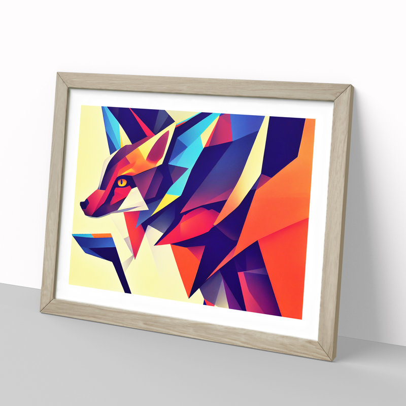 Dreamlike Abstract Fox - Single Picture Frame Print, Oak Framed, 25cm H x 34cm W x 2cm D