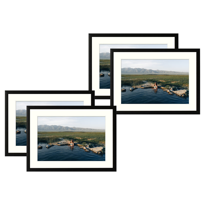 Cadre photo Drennon en métal, cadres photo ou plateau de table et fixation murale, Noir, 5 po x 7 po emmêlé à 4 po x 6 po