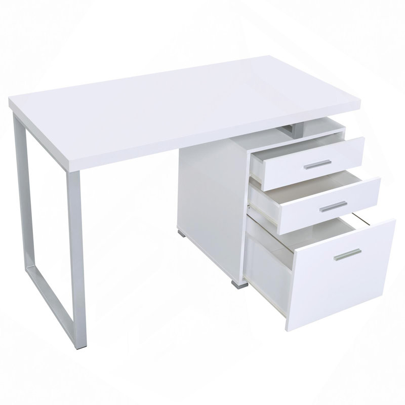 Babken Reversible Desk, White/Silver