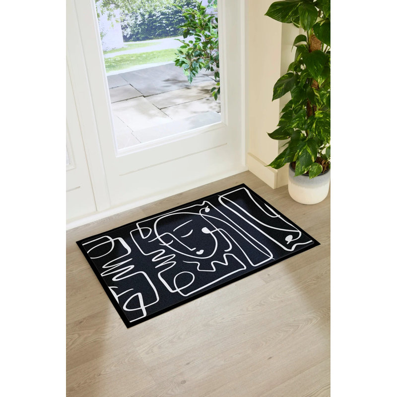 Paillasson intérieur et extérieur Face Lines, 16 po x 28 po