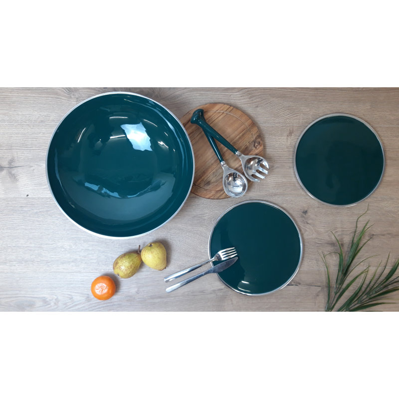 Faasulu Metal Solid Colour Round Placemat, Teal