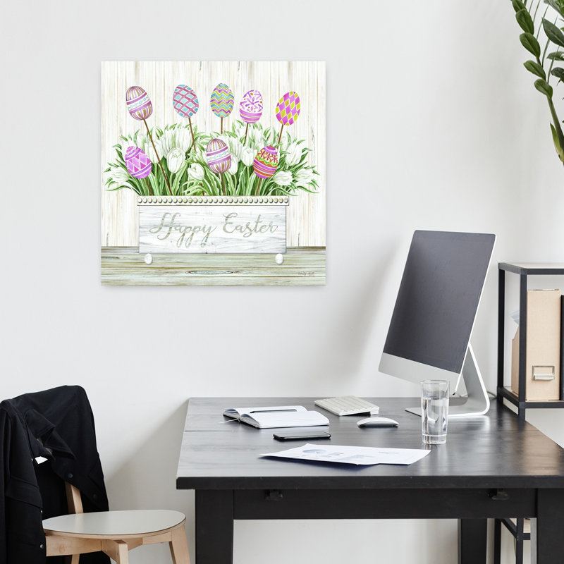 Boîte de Pâques contemporaine avec œufs de Pâques, H 18 po x l 18 po