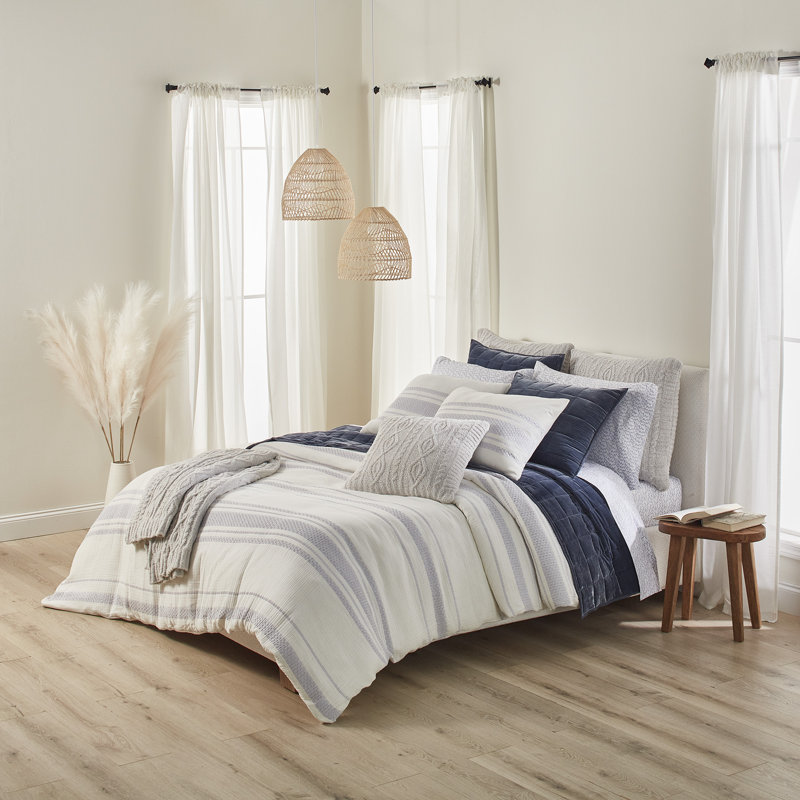 Splendid Pace Cotton Gauze 3-Piece Jacquard Duvet Cover Set – Soft, Airy & Summery Bedding, King