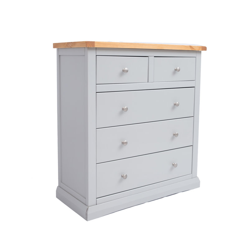 Steiner 90cm W 5 - Drawer Chest of Drawers, Grey/Satin Chrome