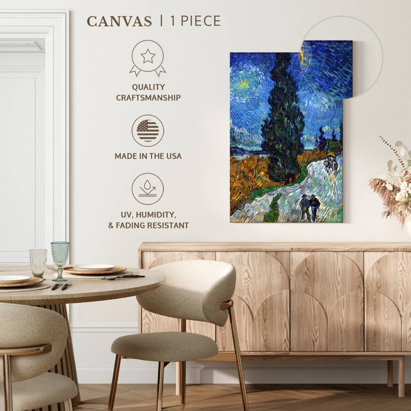 Mehar Road avec cyprès et étoile, H 24 po x l 16 po