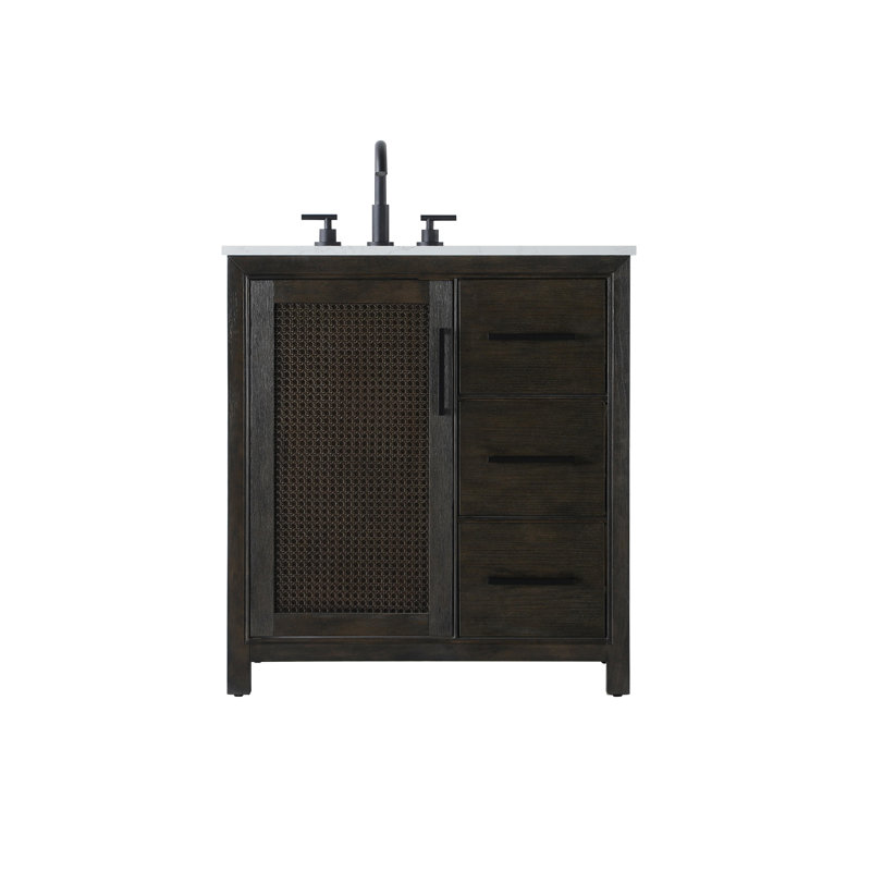 Meuble-lavabo simple 32 po, Chêne chocolat