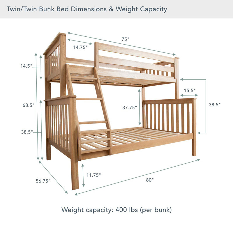Savona FSC®-Certified Oak Kids Bed/Bunk Bed, Twin/Twin Kids Bunk Bed, Natural