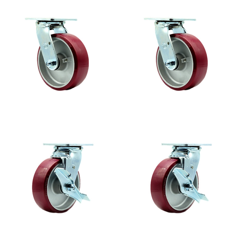Ensemble de 4 roulettes pivotantes en poly sur aluminium 4 pièces