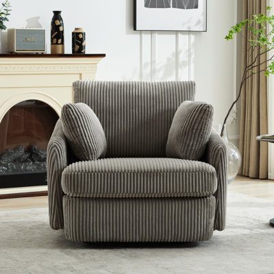 Élégant fauteuil en velours côtelé gris avec siège rembourré et rembourrage en mousse avec assemblage de 10 minutes