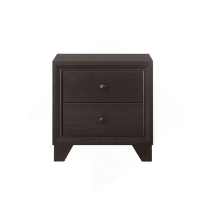 Wooden Nightstand With 2 Drawers In Espresso Finish