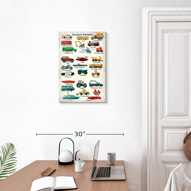 Tableau pour enfants Ashelle Transport Alphabet, H 24 po x l 16 po