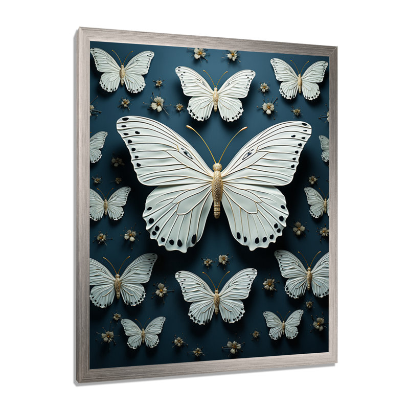 Papillon blanc et blanc, battement d'ailes de papillons, impression sur toile, H 20 po x l 12 po x P 1 po