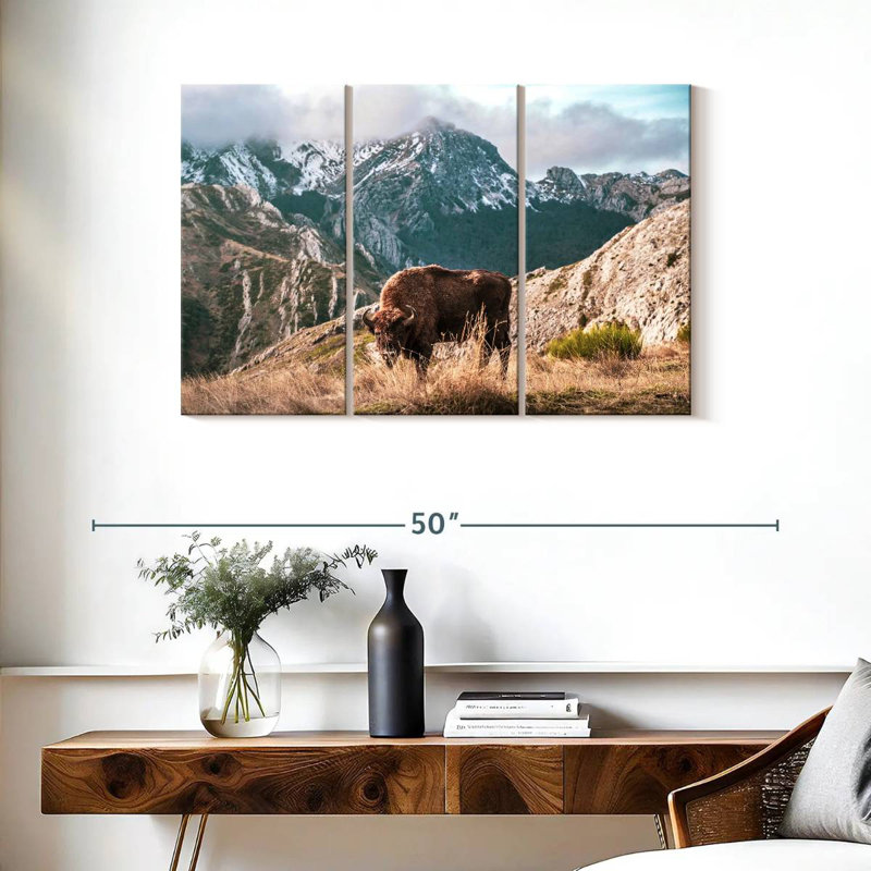 Brampt Bison Lost In The Mountains, 24" H x 38" W