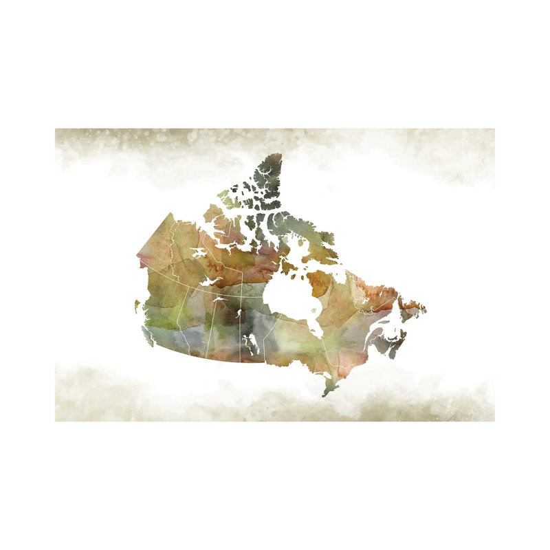 Canada Greenish Map by WallDecorAddict - Wrapped Canvas Gallery-Wrapped Canvas Giclée, 20.32 cm H x 30.48 cm W