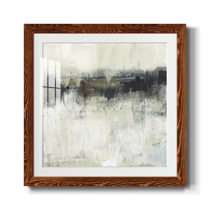 «Neutral Horizon Line I», reproduction encadrée de qualité supérieure - prête à être accrochée, Papier encadré érable, Blanc