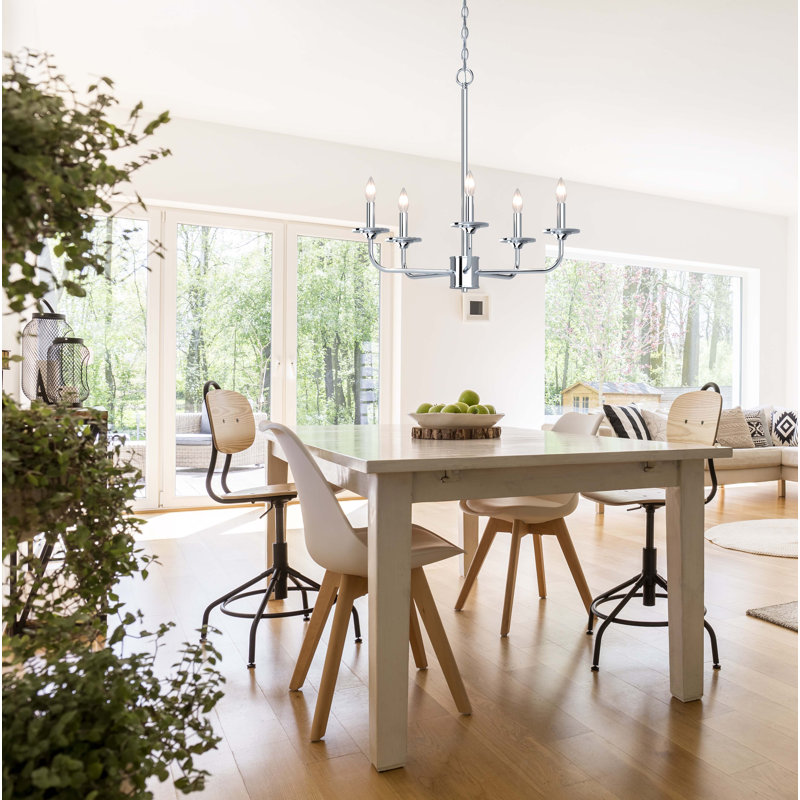  5-Light Indoor Polished Nickel Classic/Traditional Candelabra Chandelier