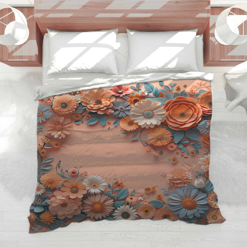 Édredon floral, édredon floral, bohème bohémien, Grand lit