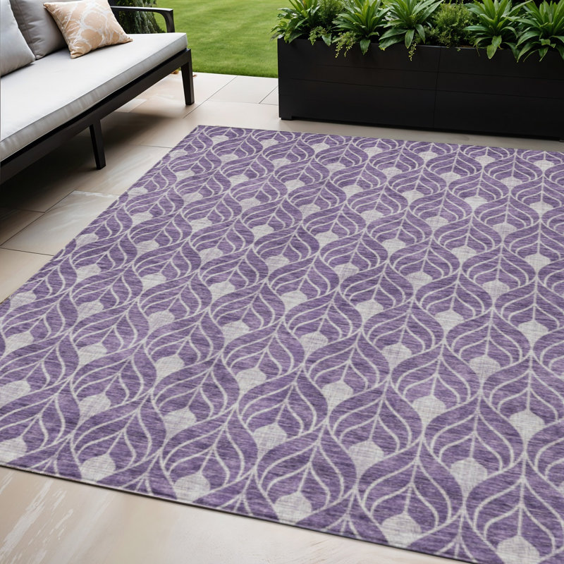 Tapis d'intérieur lavable géométrique mauve 5 pi x 8 pi