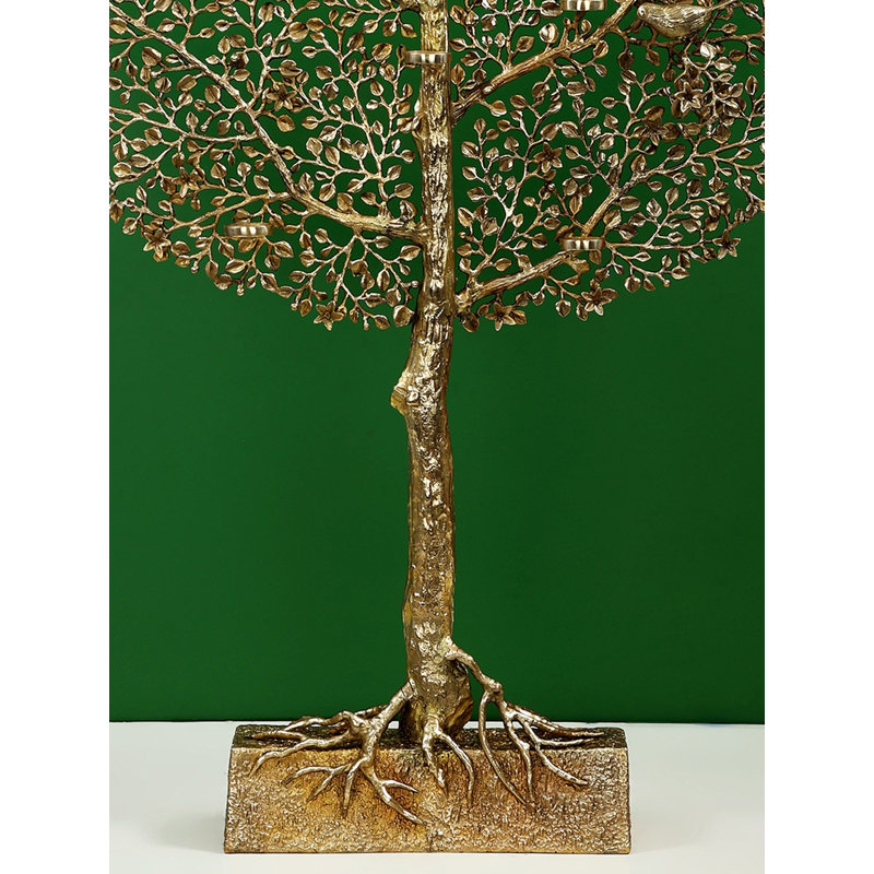 Grand bougeoir en laiton 51 po - fait à la main 17 bougies arbre de vie pour décoration de table de salon