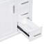 Meuble-lavabo simple 24 po avec lavabo en céramique, armoire de rangement à cadre en bois massif, 4 tiroirs, 1 porte et tablette réglable (blanc / gris)-1394275099