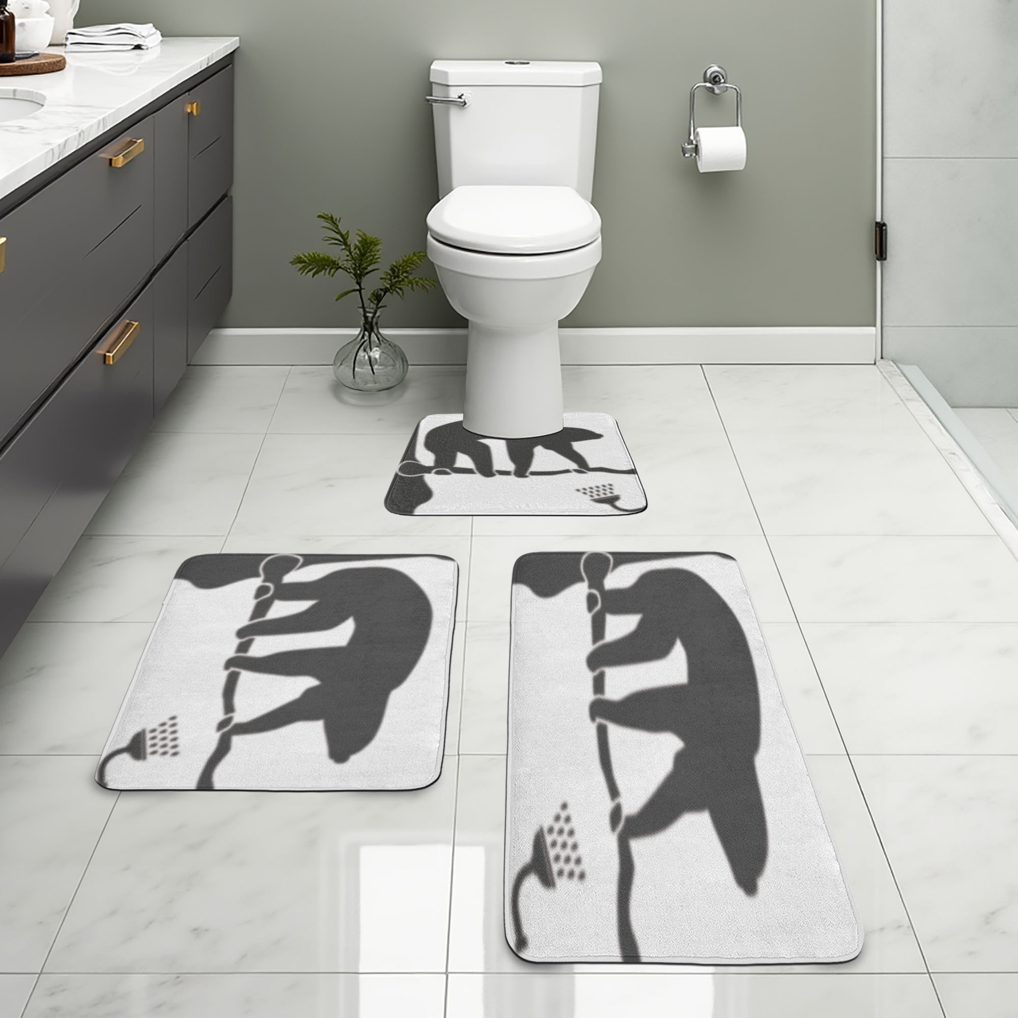 East Urban Home Sloth Bathroom Rug Set 3 Pieces U-Shape & Rectangle ...