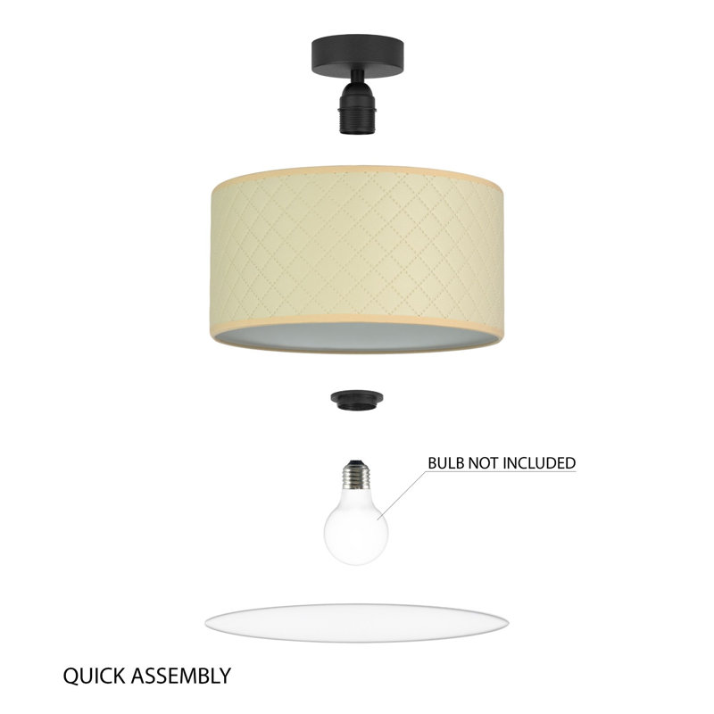 Trece Fabric Flush Mount, 20cm H x 30cm W x 30cm D, Ivory