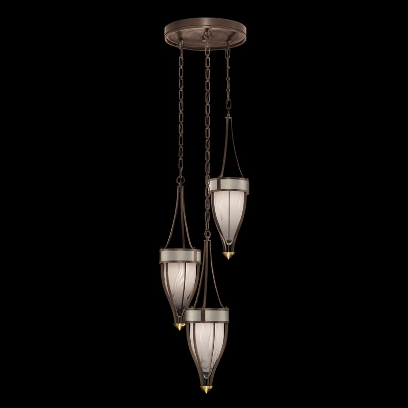 Luminaire suspendu rond l 17,5 po Mirage, Coco, Bronze standard / laiton