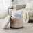 Round Boucle White Storage Ottoman