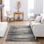 Tapis à rayures abstraites moderne gris / bleu foncé Louque-1652326684