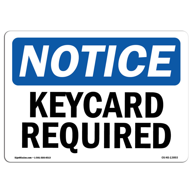 Plaque-clé en plastique requise 14 po x 10 po
