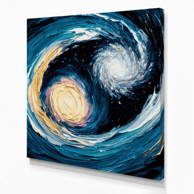 Space Whirlpool Galaxy Blue Canvas Wall Art