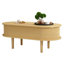 Table basse cannelée à plateau relevable avec compartiment caché, table centrale en bois, plateau de table ovale moderne pour bureau de salon à domicile-388408654