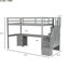 Lit mezzanine simple gris avec bureau et double rangement-547667668