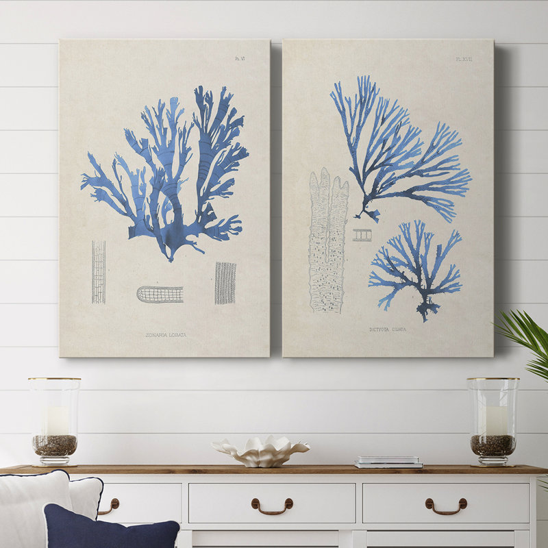 Algues bleu marine - Toile tendue avec châssis de qualité supérieure - prête à être accrochée, H 18 po x l 24 po