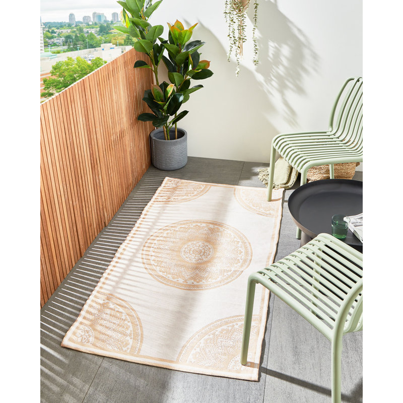 Outdoor Rug HUBLI Beige, Rectangle 80 x 150 cm