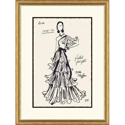 Vintage Fashion Sketches Framed Drawing Print