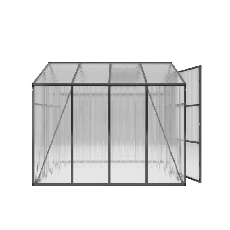 6X8 FT Polycarbonate Walk-In Greenhouse, Raised Base, 8.1' H x 6.1' W x 7.2' D