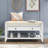 Shoe Rack With Cushioned Seat And Drawers, Multipurpose Entryway Storage Bench (White)-1207148438