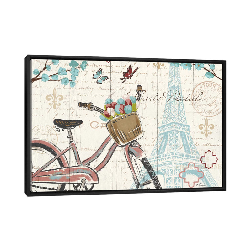 « paris tour i », impression sur toile tendue, H 18 po x l 26 po x P 1,5 po, Toile avec cadre noir, Pas de tapis