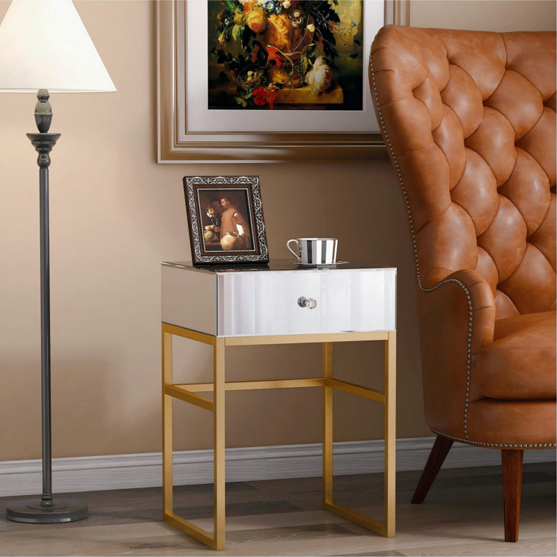 Table de bout avec rangement en verre Kissa