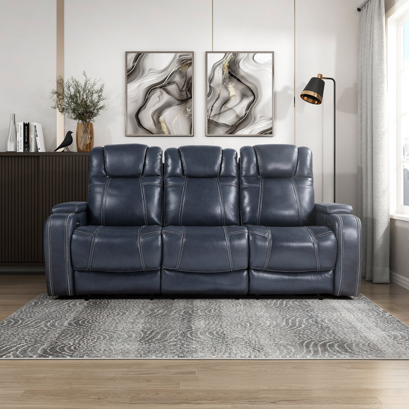 Canapé inclinable électrique en cuir fleur avec accoudoirs et contact avec le corps Ceana