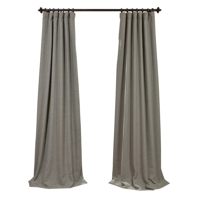 Rideaux obscurcissants en lin synthétique pour chambre et salon Bellino (1 panneau), Thé vert, L 50 po x L 120 po