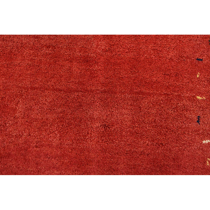 Tapis rouge en laine noué à la main de conception unique 3 pi x 5 pi 2 po