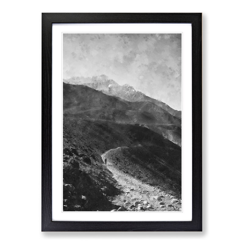 Pathway to the Mountain - Framed Print, 65cm H x 48cm W x 2cm D, Black Framed