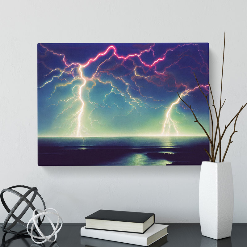 Lightning In Watercolour Vol.2 - Wrapped Canvas, 35cm H x 50cm W x 3cm D